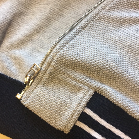 Navy Stripes Star Grey Zip Up Hoodie Sweater - Picture 6 of 7